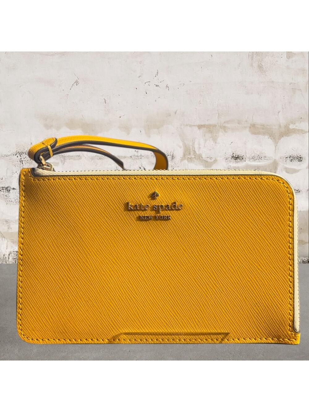 Kate Spade $99 Lucy Bicolor L-Zip Wristlet in Daffodil NWT